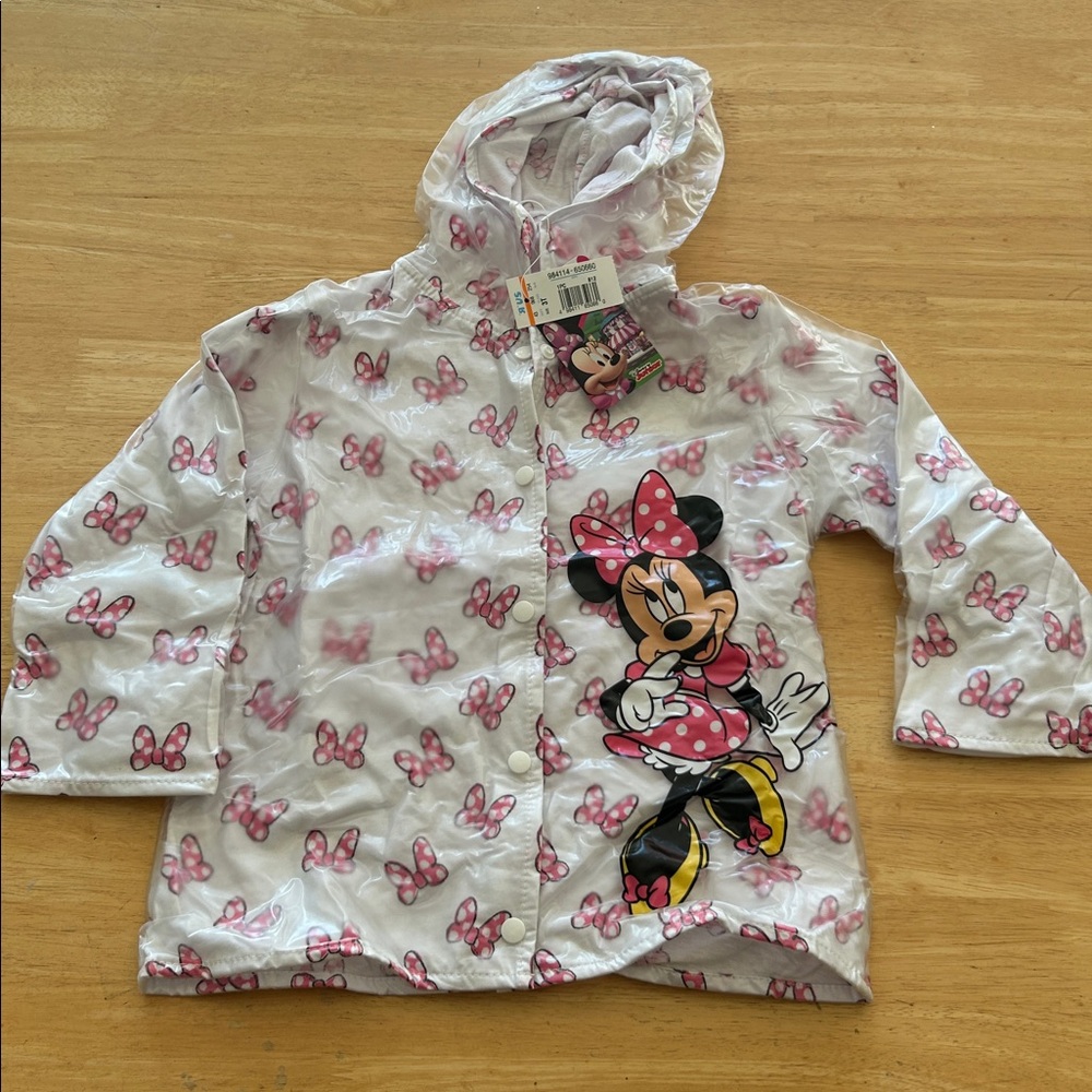 Disney Minnie Mouse Pink Bow Rain Jacket size 3T NWT